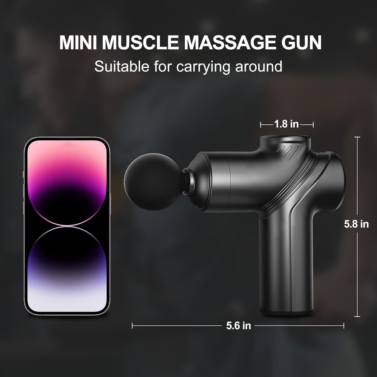 Mini Massage Gun,Deep Tissue Muscle Massage Gun,Compact Sports Massager for Relieving Muscle Soreness after Exercise with 4 Massage Heads 6 Speeds for Office Gifts Women Men Gifts(Black)