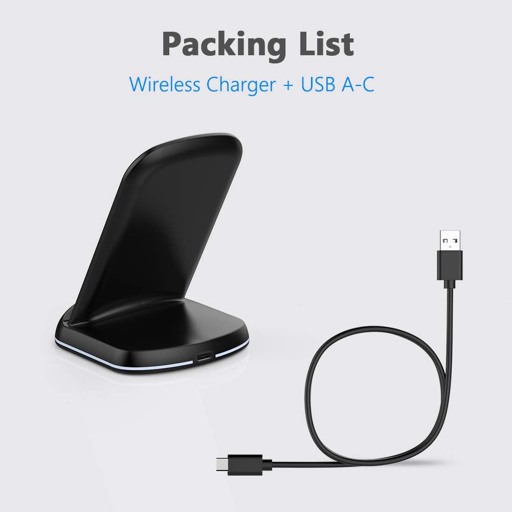 Wireless Charger,10W Max Wireless Charging Stand, Compatible with Iphone 17/17 Pro/17 Pro Max/Air/16E/16/16 Plus/16 Pro Max/15/14/13/Se 2022/12/11/X/8, Galaxy S25/S24/S23/S22(No AC Adapter)