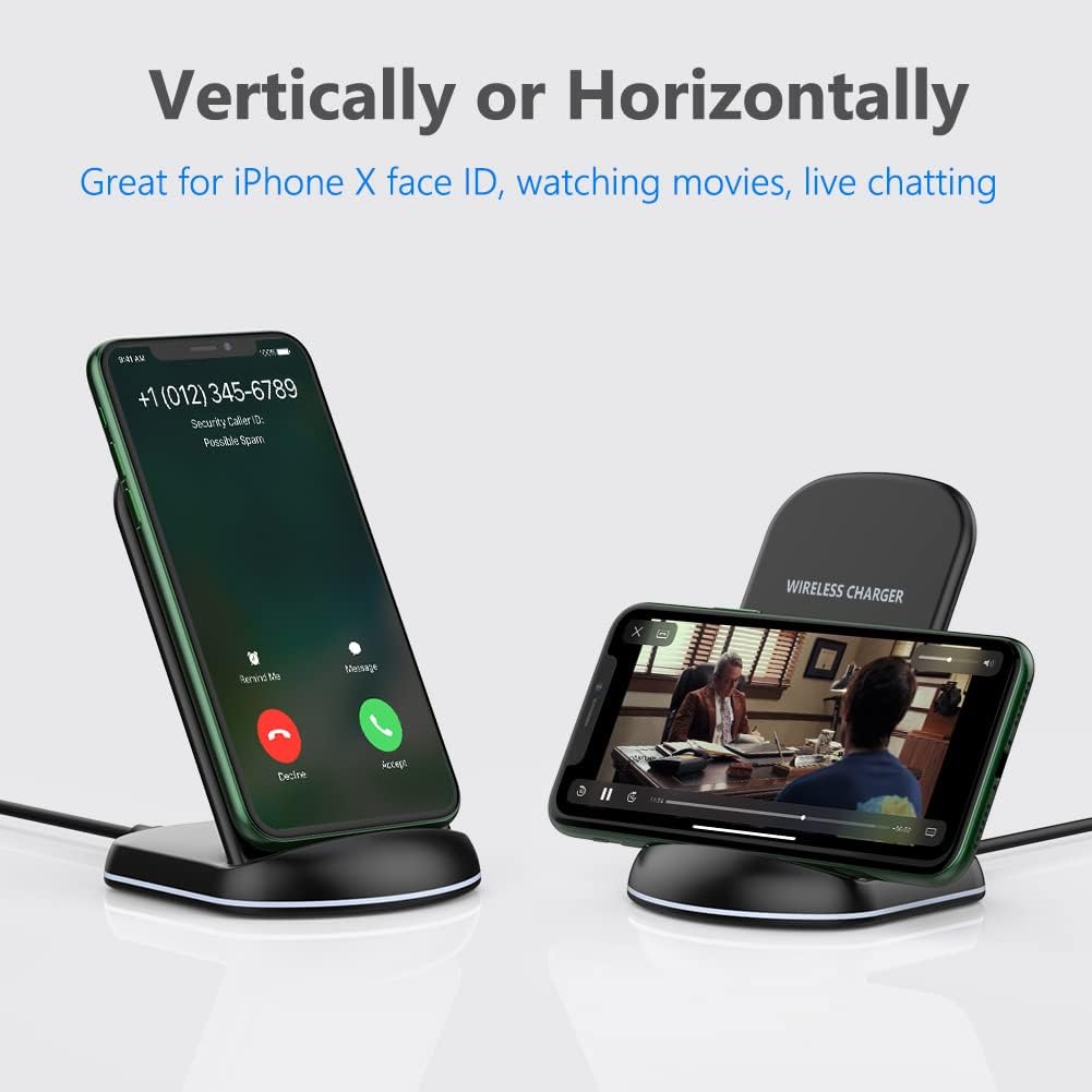 Wireless Charger,10W Max Wireless Charging Stand, Compatible with Iphone 17/17 Pro/17 Pro Max/Air/16E/16/16 Plus/16 Pro Max/15/14/13/Se 2022/12/11/X/8, Galaxy S25/S24/S23/S22(No AC Adapter)