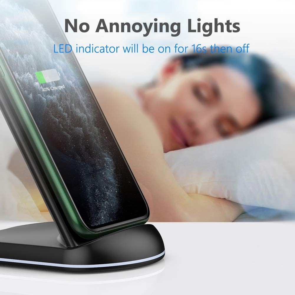 Wireless Charger,10W Max Wireless Charging Stand, Compatible with Iphone 17/17 Pro/17 Pro Max/Air/16E/16/16 Plus/16 Pro Max/15/14/13/Se 2022/12/11/X/8, Galaxy S25/S24/S23/S22(No AC Adapter)
