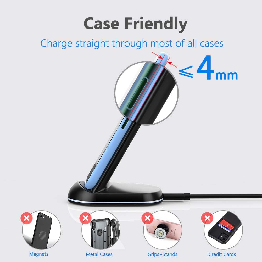 Wireless Charger,10W Max Wireless Charging Stand, Compatible with Iphone 17/17 Pro/17 Pro Max/Air/16E/16/16 Plus/16 Pro Max/15/14/13/Se 2022/12/11/X/8, Galaxy S25/S24/S23/S22(No AC Adapter)