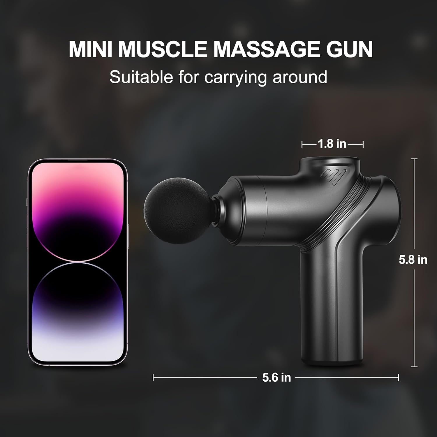 Mini Massage Gun,Deep Tissue Muscle Massage Gun,Compact Sports Massager for Relieving Muscle Soreness after Exercise with 4 Massage Heads 6 Speeds for Office Gifts Women Men Gifts（Black）